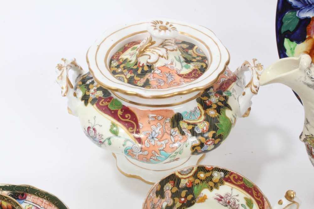 A Staffordshire porcelain teapot and cover, in Chinese style, a similar sucrier and cover and other - Image 4 of 9