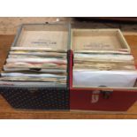 Two carrying boxes 1960s and 1970s Promo, Demo and Emidisc Records