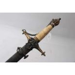 Unusual early 19th century robe sword with gilt brass cruciform hilt