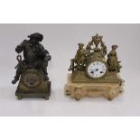Early 20th century Continental novelty mantel clock on the theme of Falstaff, together with another