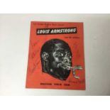 Signed Louis Armstrong concert programme, British Tour 1956