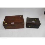 Victorian brass bound mahogany writing slope and a work box (2)