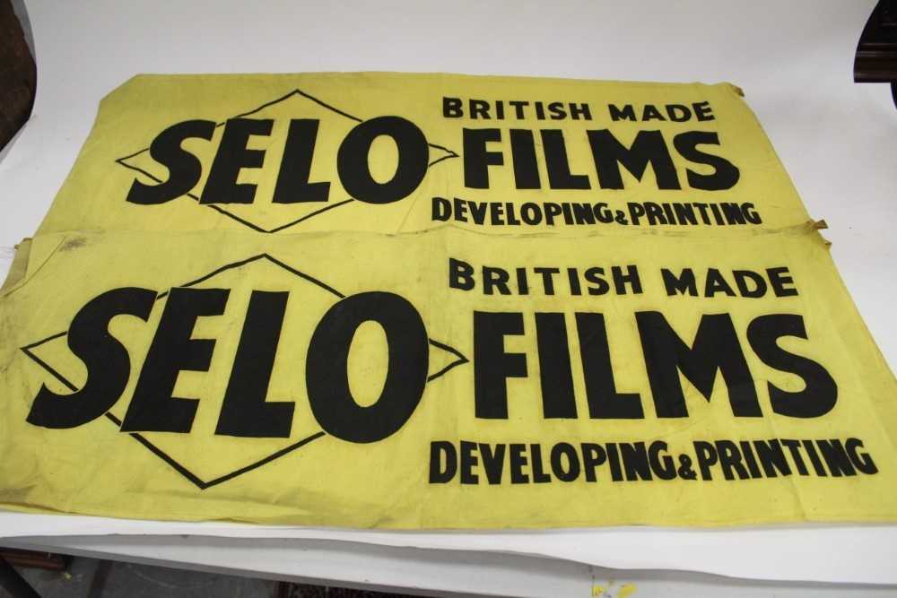 Three Pre War Selo British Made Films Developing & Printing cloth Banners