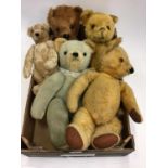 Group of Teddy Bears, all mohair plush including one blue and white bear 1950's -60's period plus on