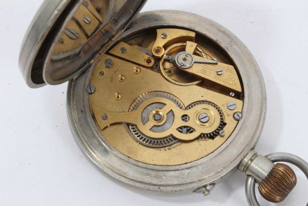 Goliath pocket watch, full hunter fob watch on chain, three other pocket watches and three watch cha - Image 11 of 13