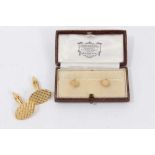 Pair 18ct gold cuff links and pair 9ct gold collar studs