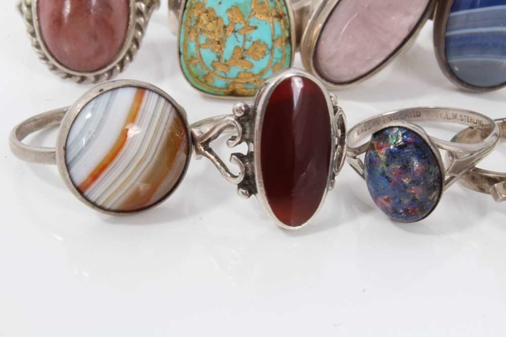 Ten silver and white metal semi precious gem stone rings - Image 4 of 6