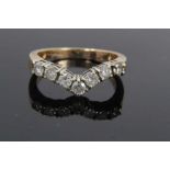 9ct gold diamond seven stone wishbone ring