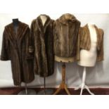 Two mink coats, 1940's Cropped Fur Bolero,mink and suede coat and a sheepskin coat