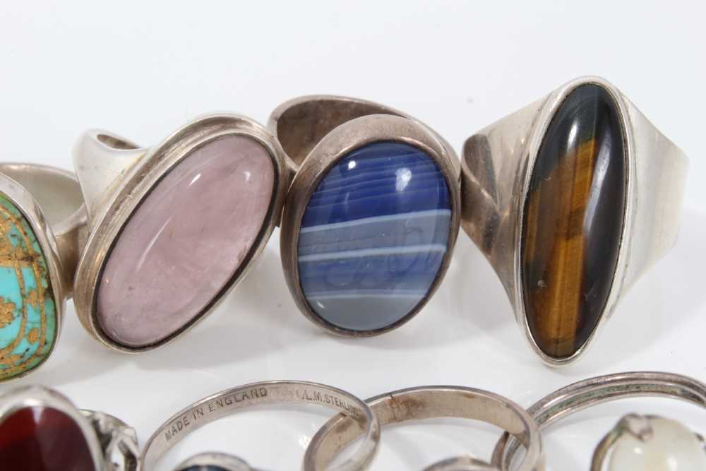 Ten silver and white metal semi precious gem stone rings - Image 3 of 6