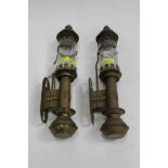 Railway interest- Pair of wall mounted Brass candle holders with G.W.R. Plaques (2)