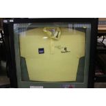 Thomas Bjorn Winner of the 2001 Dubai Desert Classic signed Golf shirt, mounted in a glazed frame, 8