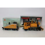Railway Express Agency Rogers 2-4-2 Steam Locomotive 21002 and Tender Car REA 21902, both boxed.