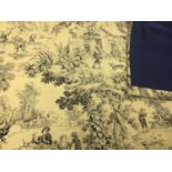 French toile throw, two pillow cases and fabric