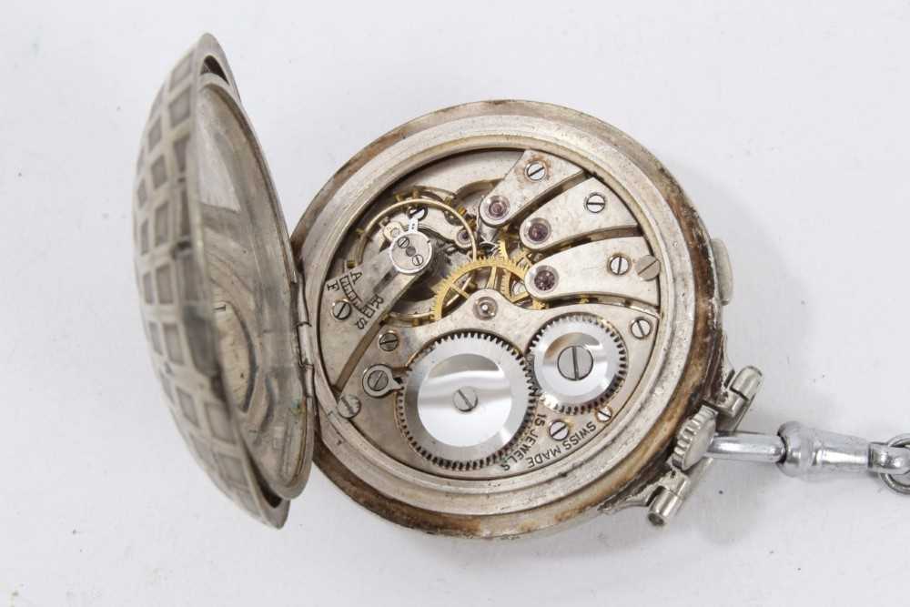 Goliath pocket watch, full hunter fob watch on chain, three other pocket watches and three watch cha - Image 6 of 13