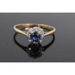 Sapphire and diamond cluster ring