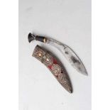 Gurkha Kukri with ornate white metal mounts