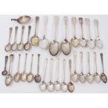 Quantity various silver teaspoons and other silver spoons