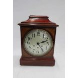 Gustav Becker chiming mantel clock in stained mahogany case with brass stringing