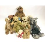 A collection of large and small Modern Collectable bears including designers Oliver Farrell, Lynne D
