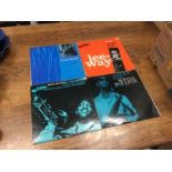 Four LP records on the Blue Note label, including Bluesnik, Jackie McLean, 4067; Lee-Way, Lee Morgan