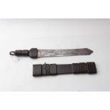 African short sword with tooled leather hilt and scabbard
