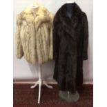 Vintage mink fur coat and white fox fur jacket