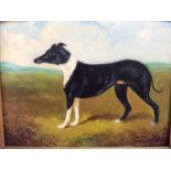 Henry Percy oil on board- greyhound, signed, in gilt frame, 14cm x 18cm