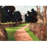 David Britton, contemporary, oil on canvas - Cumberland Path, signed, framed, 50cm x 51cm