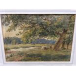 Frederick Parks (act.1890-1927), watercolour - rural view, signed, in glazed frame