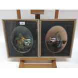 Nicholas, pair of oval gouache studies - Red and Grey Squirrels, signed and dated '78 and '80, in gl