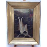 S. H. Brereton, Edwardian oil on canvas - waterfall and another oil on canvas rural landscape