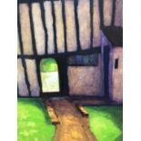 David Britton, contemporary, oil on canvas - Weavers' Cottage, Dedham, Essex, signed, framed, 46cm x