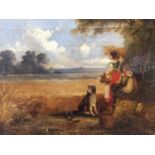 Mid 19th century manner of E.R. Smythe oil on canvas- A Midday Rest, in pine frame, 21cm x 28cm