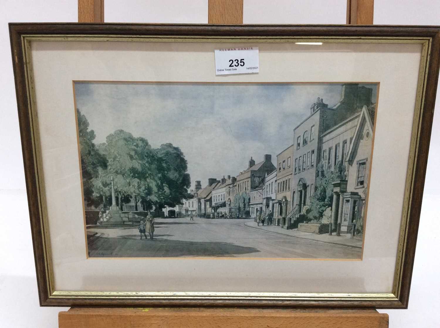 Colour print of a Leonard Squirrell watercolour of Royal Square, Dedham - Image 2 of 3