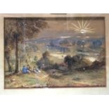 Victorian English School watercolour - Richmond Hill, inscribed, in glazed gilt frame, 16cm x 23cm