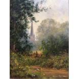 Peter Duffield oil on board- Church Spire