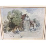 English School, early 19th century, pencil and watercolour - a mill, in glazed gilt frame