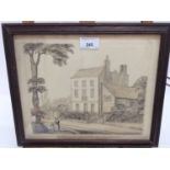 Regency pencil sketch of a house, titled Church End Finchley