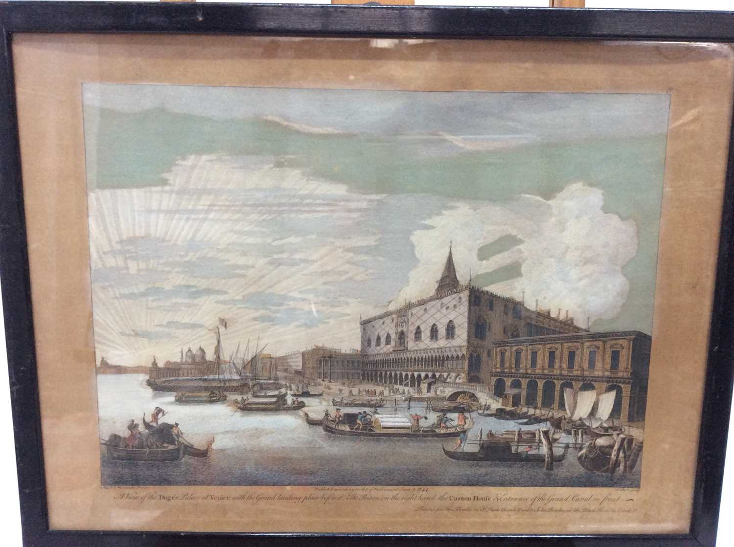 Three mid 18th century hand coloured engravings after Marieschi, Venetian views to include: St Mark' - Image 3 of 4