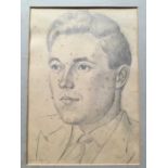 Joseph Robinson (1910-1986) pencil drawing - portrait of a man, signed and dated '62, mounted, 28cm