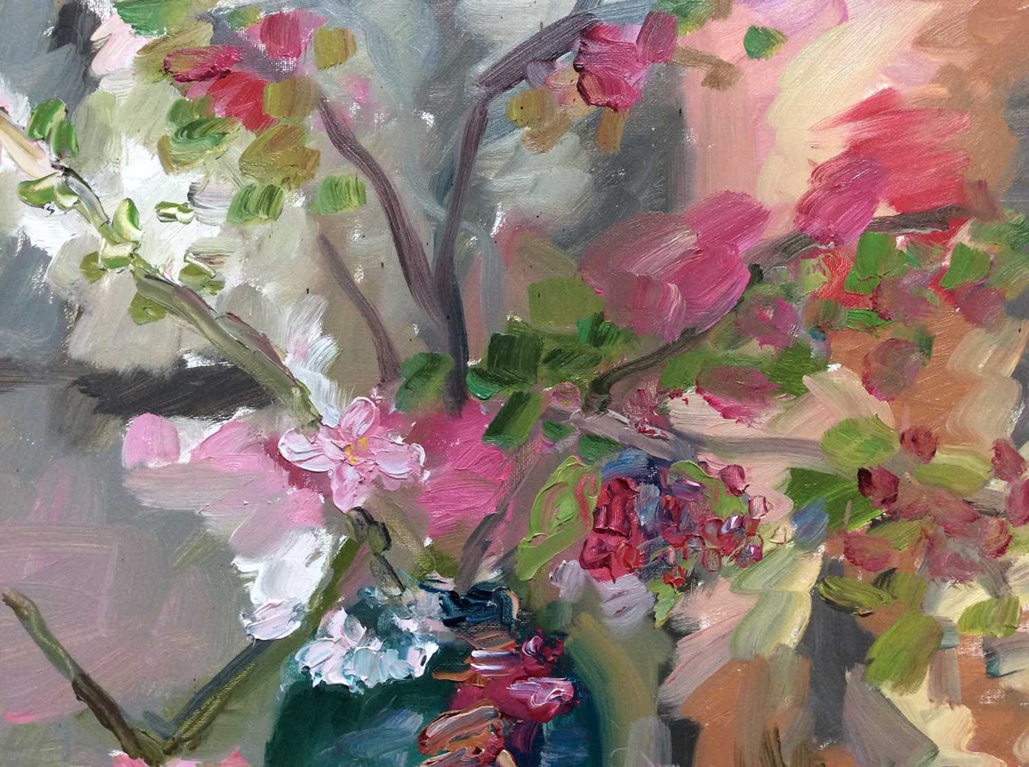 Annelise Firth (b.1961) oil on canvas - Spring Blossom, signed and dated verso, 80cm x 60cm - Image 2 of 5