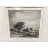 Albany E. Howarth (1872-1936) signed black and white etching - "End of the Day", in glazed ebonised