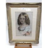 19th century English School, pastel, Half length portrait of a young girl, 48 x 33cm, glazed frame