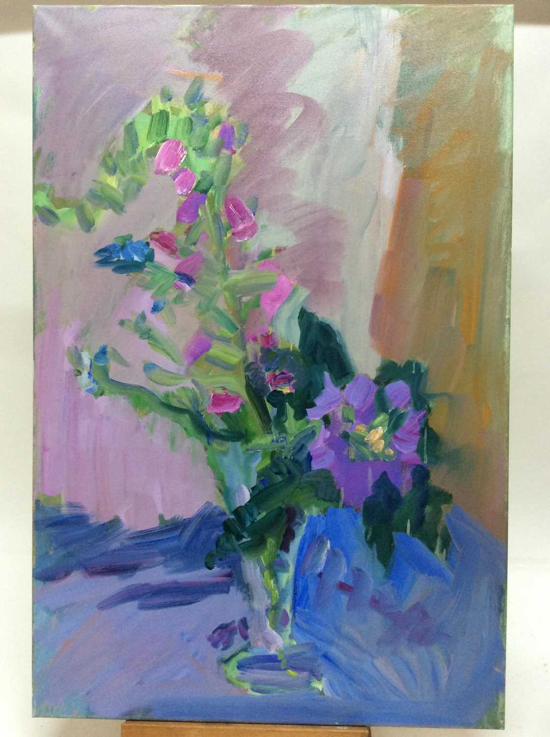 Annelise Firth (b.1961) oil on canvas - Morning Foxgloves, signed and dated verso, 90cm x 60cm