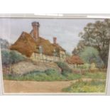 Manner of Henry Sylvester Stannard, late 19th century watercolour - a timber framed cottage, in glaz