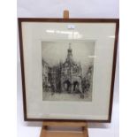 E. Hedley Fitton (1859-1929) signed black and white etching - Chichester Cross, in glazed frame, 43c