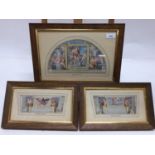 Francesco Panini, trio of antique hand-coloured and gilded engravings - Classical Friezes, in decora