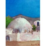 David Britton, contemporary, oil on board - Mosque in Tunisia, signed and framed