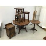 Group of furniture to include a Georgian mahogany country tripod table, Edwardian walnut octagonal c